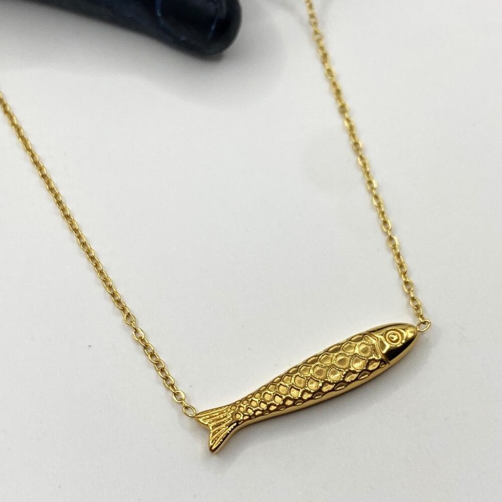 NEW Gold Sardine Fish Pendant Layering Necklace